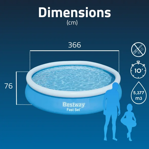 Piscine gonflable ronde Bestway Fast Set 366 x 76 cm bleu