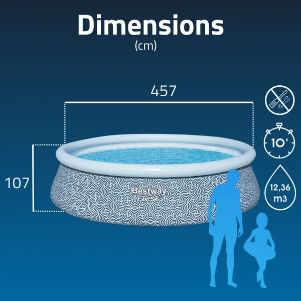 Piscine gonflable ronde Bestway Fast Set 457 x 107 cm décor géométrique