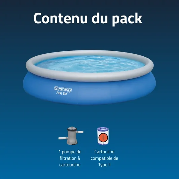Piscine gonflable ronde Bestway Fast Set 457 x 84 cm bleu