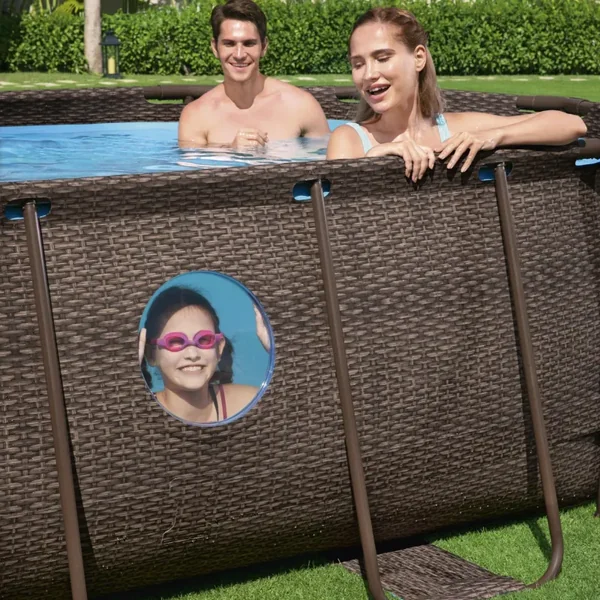 Piscine hors sol tubulaire ovale Bestway Power Steel Swim Vista 549 x 274 x 122 cm décor rotin