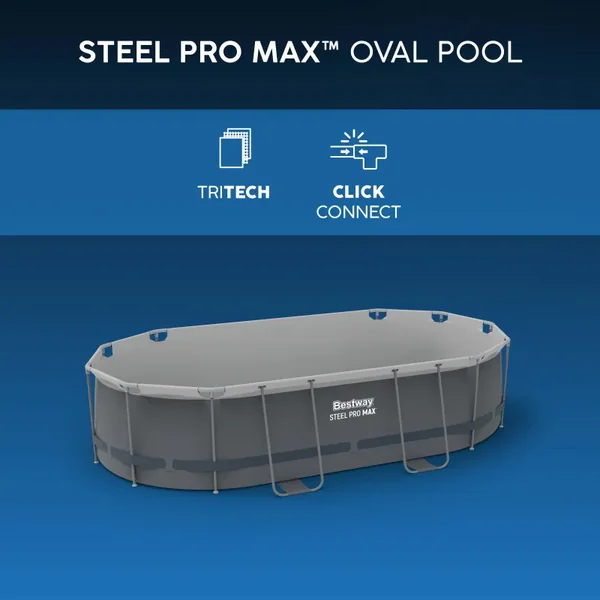 Piscine hors sol tubulaire ovale Bestway Steel Pro Max 427 x 250 x 100 cm gris clair sans accessoires