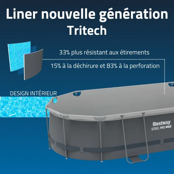Piscine hors sol tubulaire ovale Bestway Steel Pro Max 427 x 250 x 100 cm gris