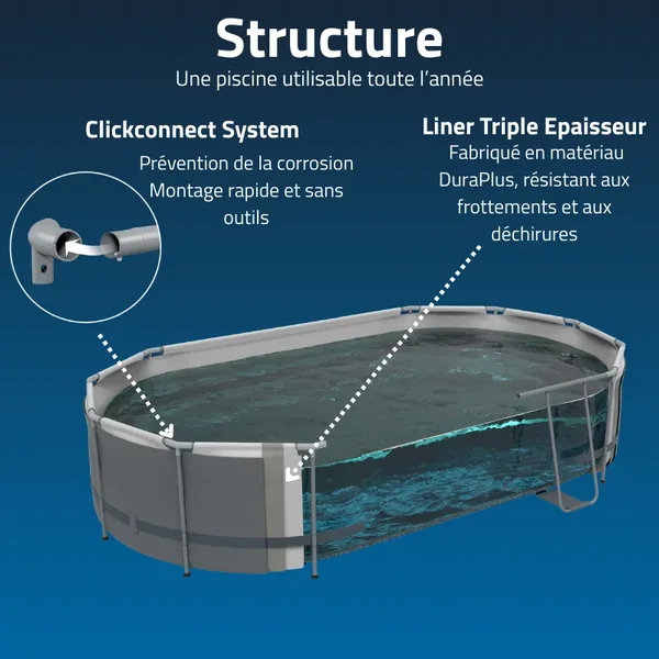 Piscine hors sol tubulaire ovale Bestway Steel Pro Max 427 x 250 x 100 cm gris
