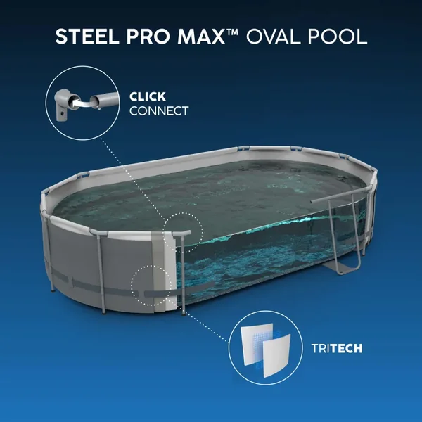 Piscine hors sol tubulaire ovale Bestway Steel Pro Max 549 x 274 x 122 cm gris sans accessoires