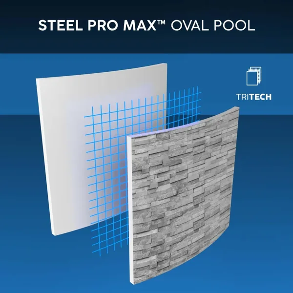 Piscine hors sol tubulaire ovale Bestway Steel Pro Max Splashview 427 x 250 x 100 cm décor pierres sans accessoires