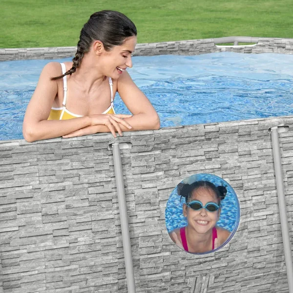 Piscine hors sol tubulaire ovale Bestway Steel Pro Max Splashview 427 x 250 x 100 cm décor pierres
