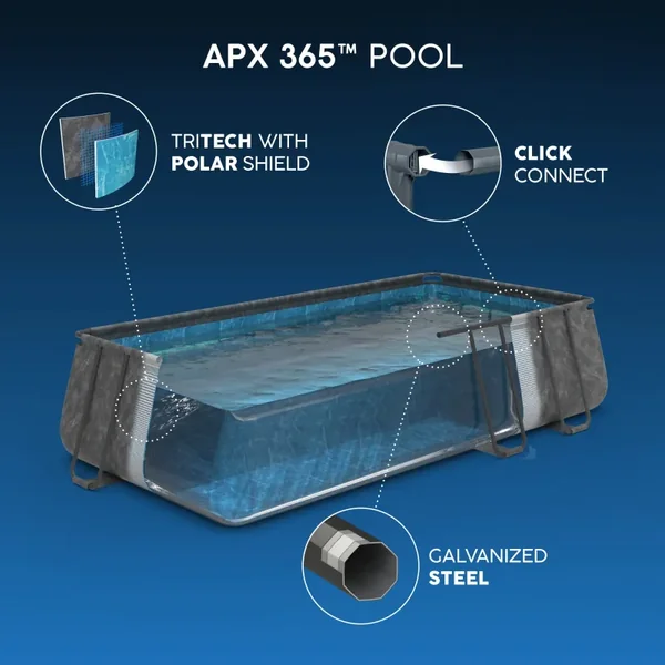 Piscine hors sol tubulaire rectangulaire Bestway APX 365 732 x 366 x 132 cm gris sans accessoires