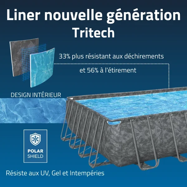 Piscine hors sol tubulaire rectangulaire Bestway APX 365 - 956 x 488 x 132 cm gris foncé