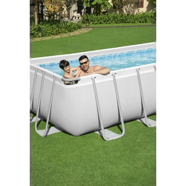 Piscine hors sol tubulaire rectangulaire Bestway Power Steel 549 x 274 x 122 cm gris clair