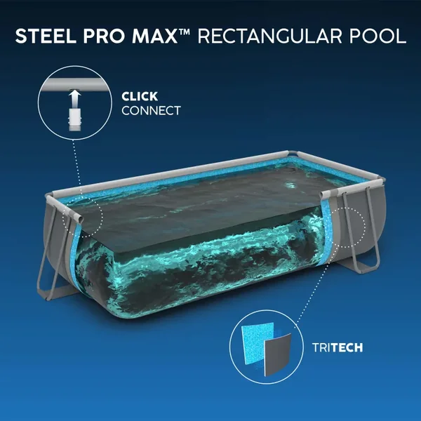 Piscine hors sol tubulaire rectangulaire Bestway Power Steel 549 x 274 x 122 cm gris sans accessoires