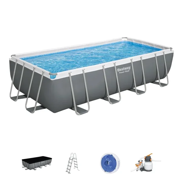 Piscine hors sol tubulaire rectangulaire Bestway Power Steel 549 x 274 x 122 cm gris