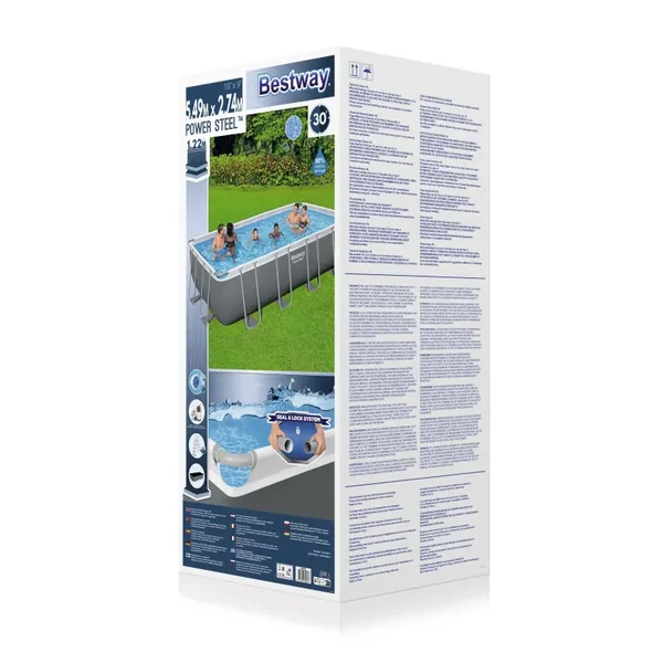 Piscine hors sol tubulaire rectangulaire Bestway Power Steel 549 x 274 x 122 cm gris