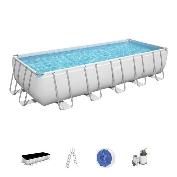 Piscine hors sol tubulaire rectangulaire Bestway Power Steel 640 x 274 x 132 cm gris clair