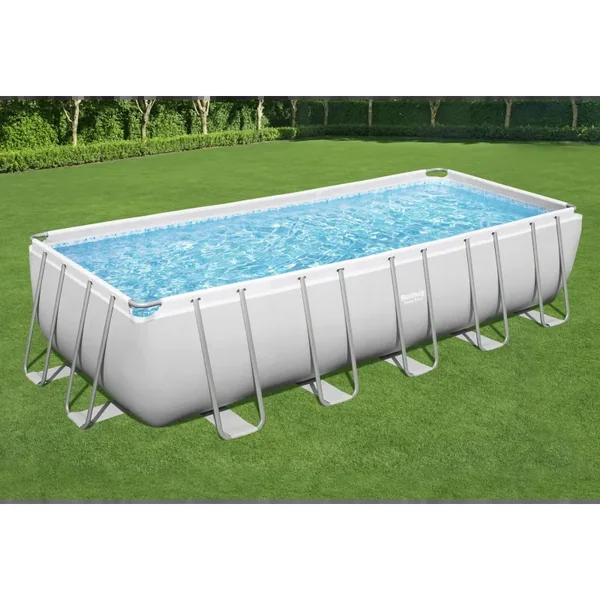 Piscine hors sol tubulaire rectangulaire Bestway Power Steel 640 x 274 x 132 cm gris clair