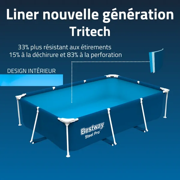 Piscine hors sol tubulaire rectangulaire Bestway Steel Pro 300 x 201 x 66 cm bleu