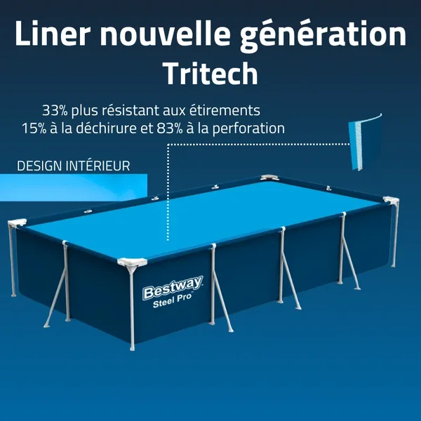 Piscine hors sol tubulaire rectangulaire Bestway Steel Pro 400 x 211 x 81 cm bleu