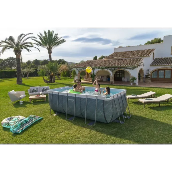 Piscine hors sol tubulaire rectangulaire Bestway Steel Pro Max 404 x 201 x 100 cm décor marbre sans accessoires