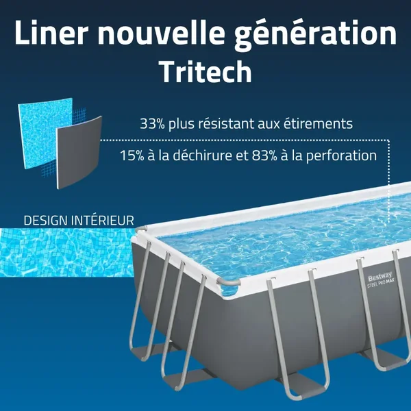 Piscine hors sol tubulaire rectangulaire Bestway Steel Pro Max 488 x 244 x 122 cm gris