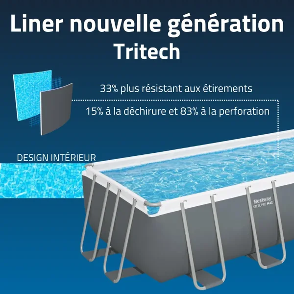 Piscine hors sol tubulaire rectangulaire Bestway Steel Pro Max 488 x 244 x 122 cm gris