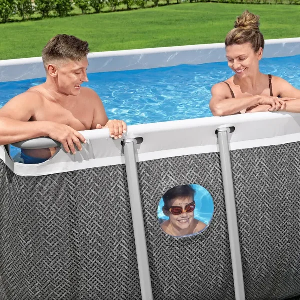 Piscine hors sol tubulaire rectangulaire Bestway Steel Pro Max Splashview 488 x 244 x 122 cm gris