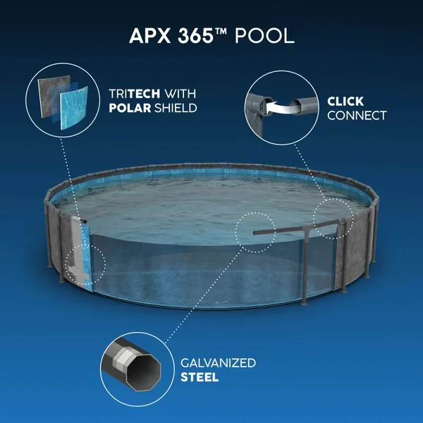 Piscine hors sol tubulaire ronde Bestway APX 365 671 x 132 cm gris sans accessoires