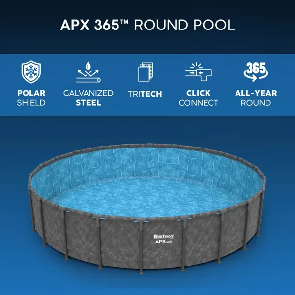 Piscine hors sol tubulaire ronde Bestway APX 365 671 x 132 cm gris sans accessoires