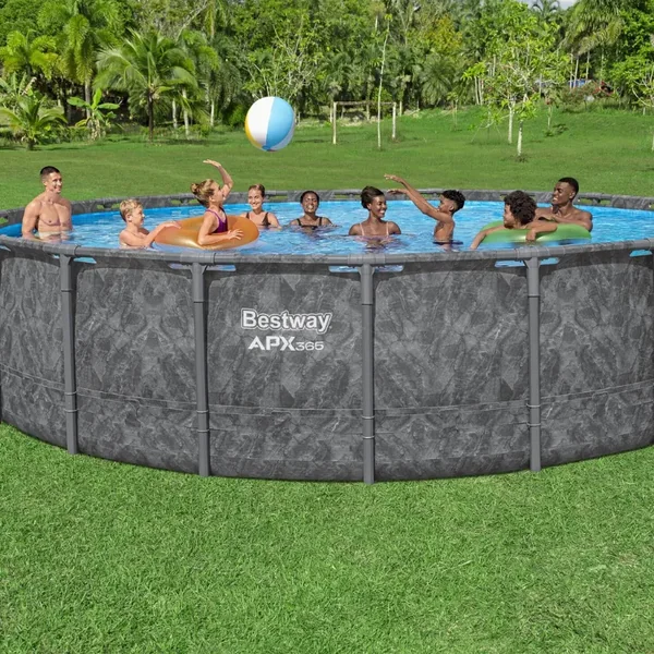 Piscine hors sol tubulaire ronde Bestway Power Steel APX 365 - 610 x 132 cm gris foncé
