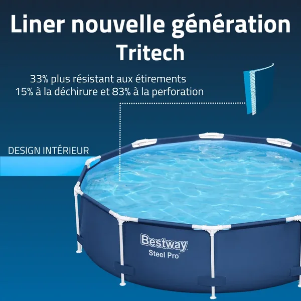 Piscine hors sol tubulaire ronde Bestway Steel Pro 305 x 76 cm bleu