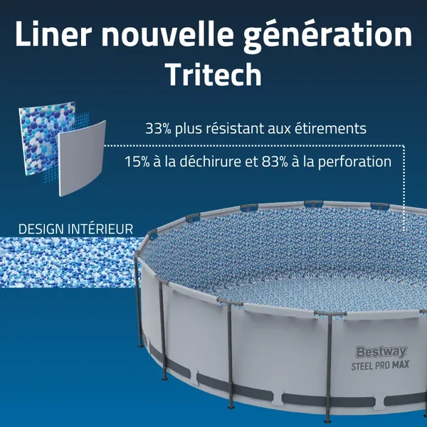 Piscine hors sol tubulaire ronde Bestway Steel Pro Max 305 x 76 cm gris clair