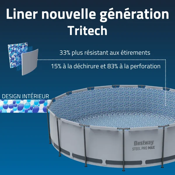 Piscine hors sol tubulaire ronde Bestway Steel Pro Max 366 x 100 cm gris clair