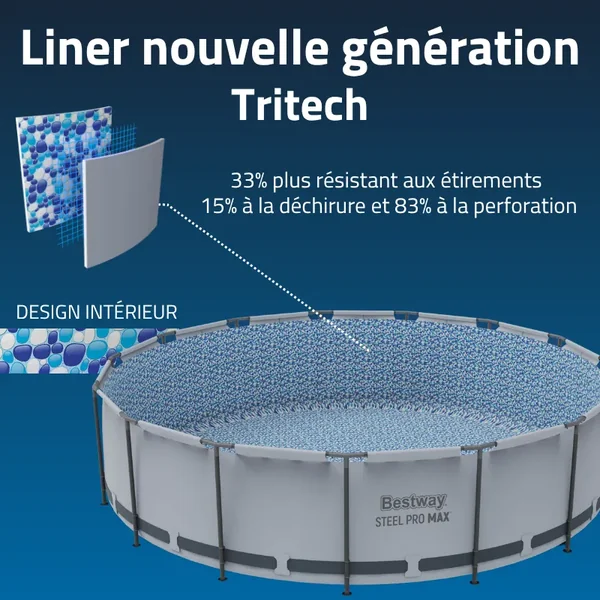 Piscine hors sol tubulaire ronde Bestway Steel Pro Max 366 x 122 cm gris clair