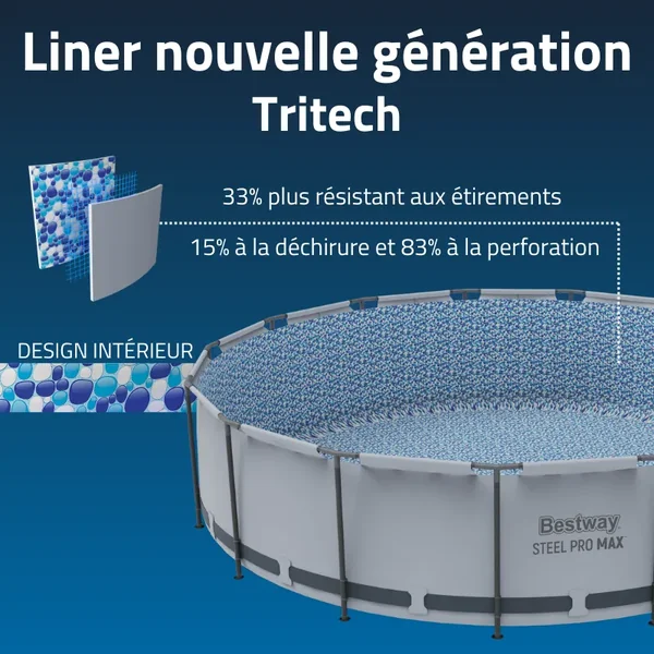 Piscine hors sol tubulaire ronde Bestway Steel Pro Max 427 x 107 cm gris clair