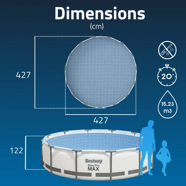 Piscine hors sol tubulaire ronde Bestway Steel Pro Max 427 x 122 cm gris clair