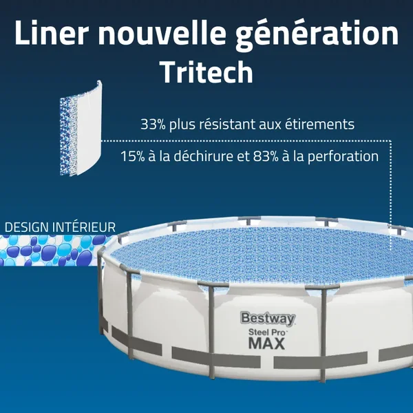 Piscine hors sol tubulaire ronde Bestway Steel Pro Max 427 x 122 cm gris clair