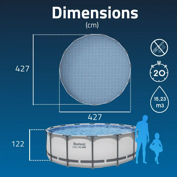 Piscine hors sol tubulaire ronde Bestway Steel Pro Max 427 x 122 cm gris clair sans accessoires