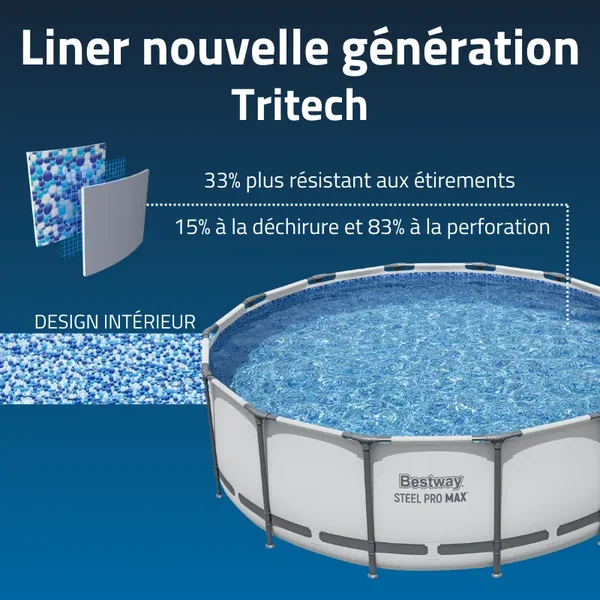 Piscine hors sol tubulaire ronde Bestway Steel Pro Max 427 x 122 cm gris clair sans accessoires