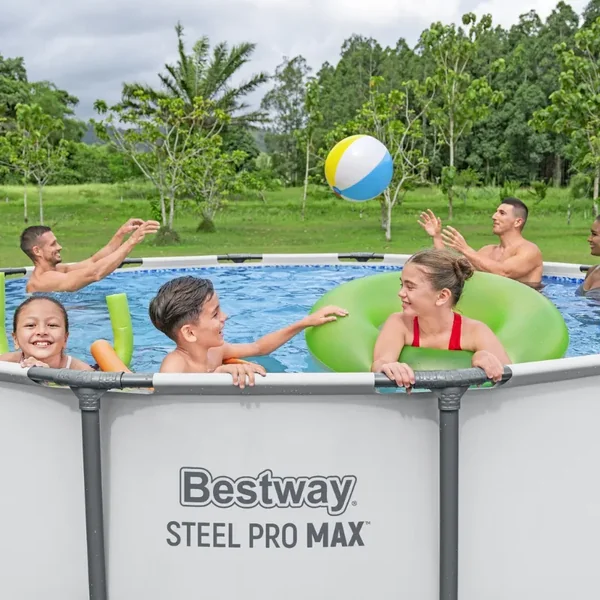 Piscine hors sol tubulaire ronde Bestway Steel Pro Max 427 x 122 cm gris clair sans accessoires