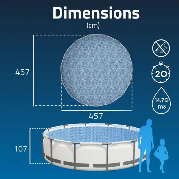 Piscine hors sol tubulaire ronde Bestway Steel Pro Max 457 x 107 cm gris clair