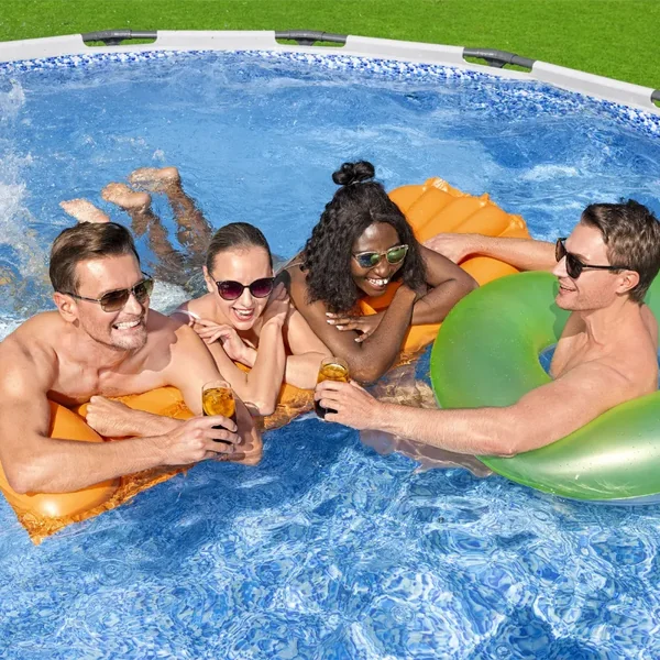 Piscine hors sol tubulaire ronde Bestway Steel Pro Max 457 x 107 cm gris clair