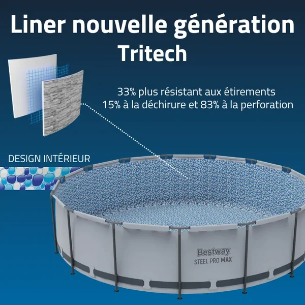 Piscine hors sol tubulaire ronde Bestway Steel Pro Max 488 x 122 cm décor pierres