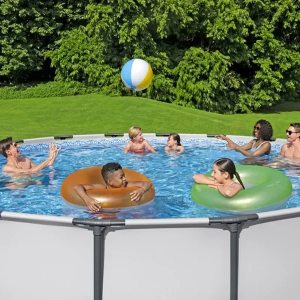 Piscine hors sol tubulaire ronde Bestway Steel Pro Max 549 x 122 cm gris clair