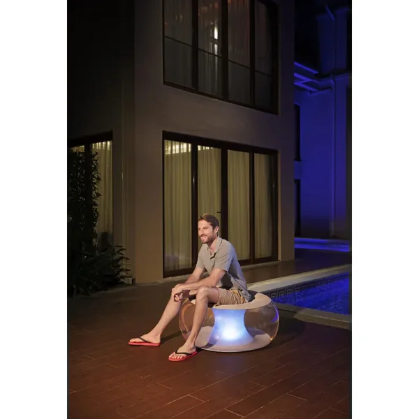 Pouf gonflable rond avec LED multicolore 82 x 82 x 41 cm
