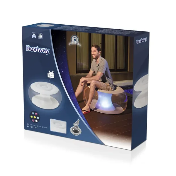 Pouf gonflable rond avec LED multicolore 82 x 82 x 41 cm