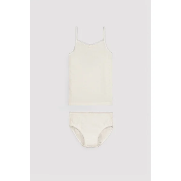PRÉVENTE Ensemble de sous-vêtements pour enfants : t-shirt ivoire et slip