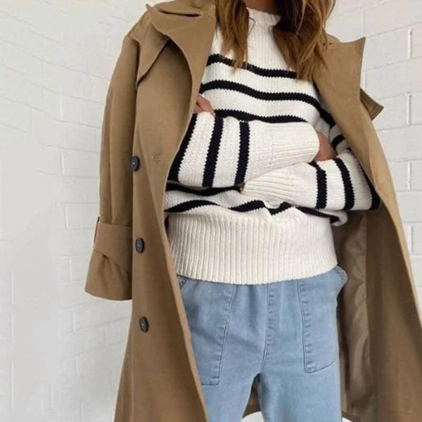 Pull Boho Rayure Noir et Blanc