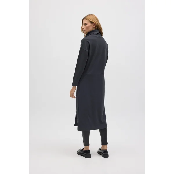 Pull maxi chaud en anthracite avec fente