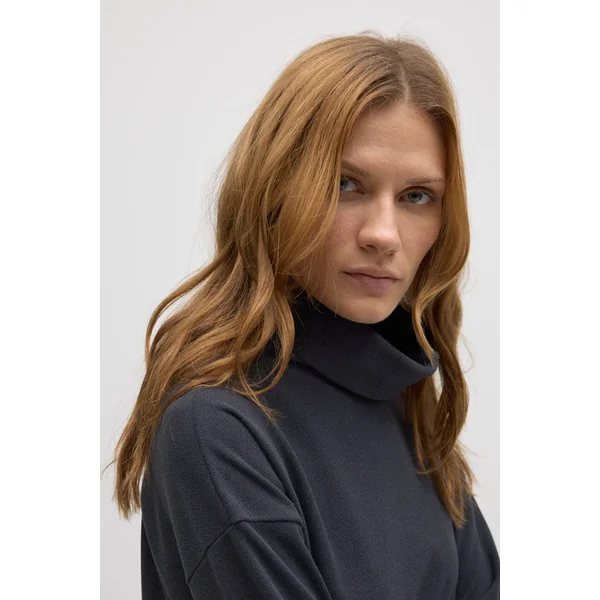 Pull maxi chaud en anthracite avec fente