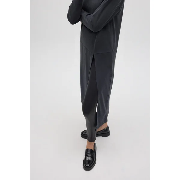 Pull maxi chaud en anthracite avec fente