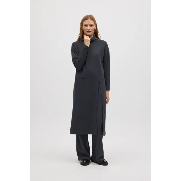 Pull maxi chaud en anthracite avec fente