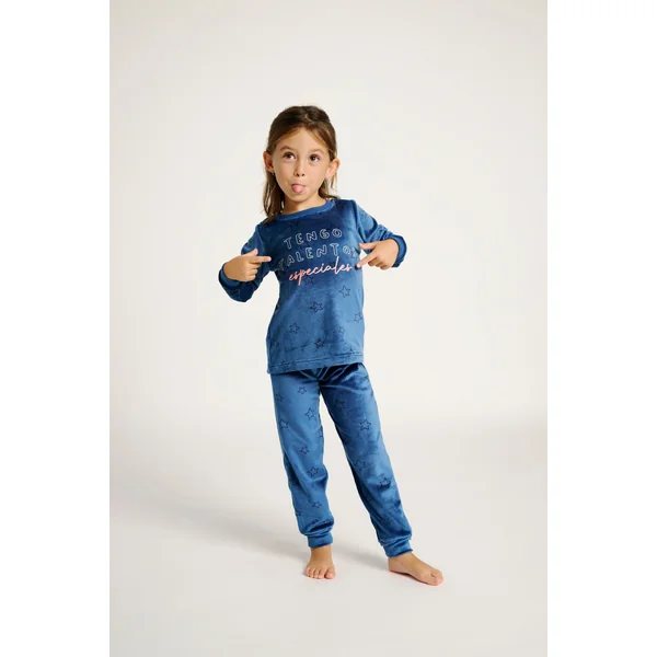 Pyjama enfant 2-8 ans, étoiles en velours bleu | MUYDEMI